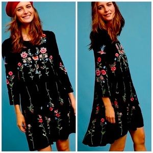 Anthropologie Maeve Allison Embroidered Flower Dress